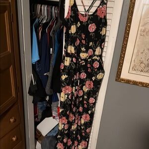 Derek Heart Black Floral Wide Leg Jumpsuit